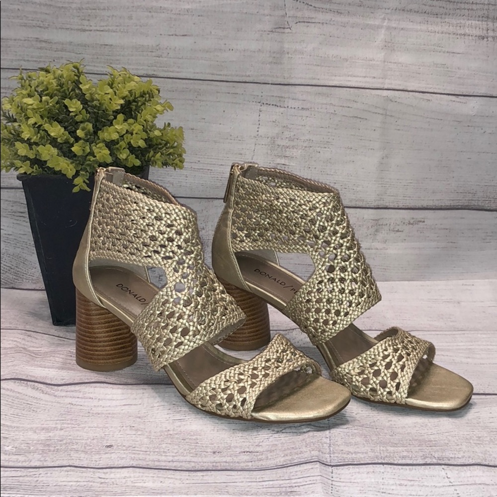 Donald Pliner Gold Woven “Herra Sandals”